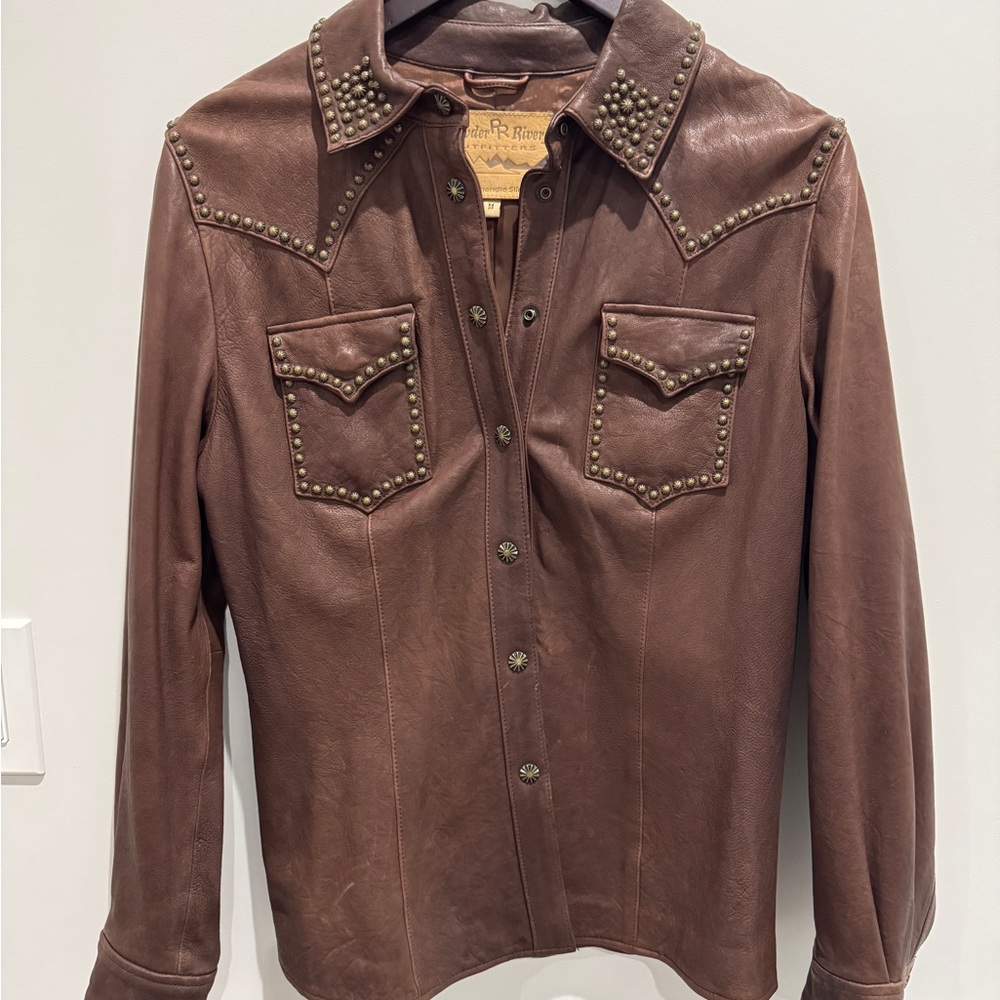 Panhandle Slim Dark Brown Studded Leather Jacket Women